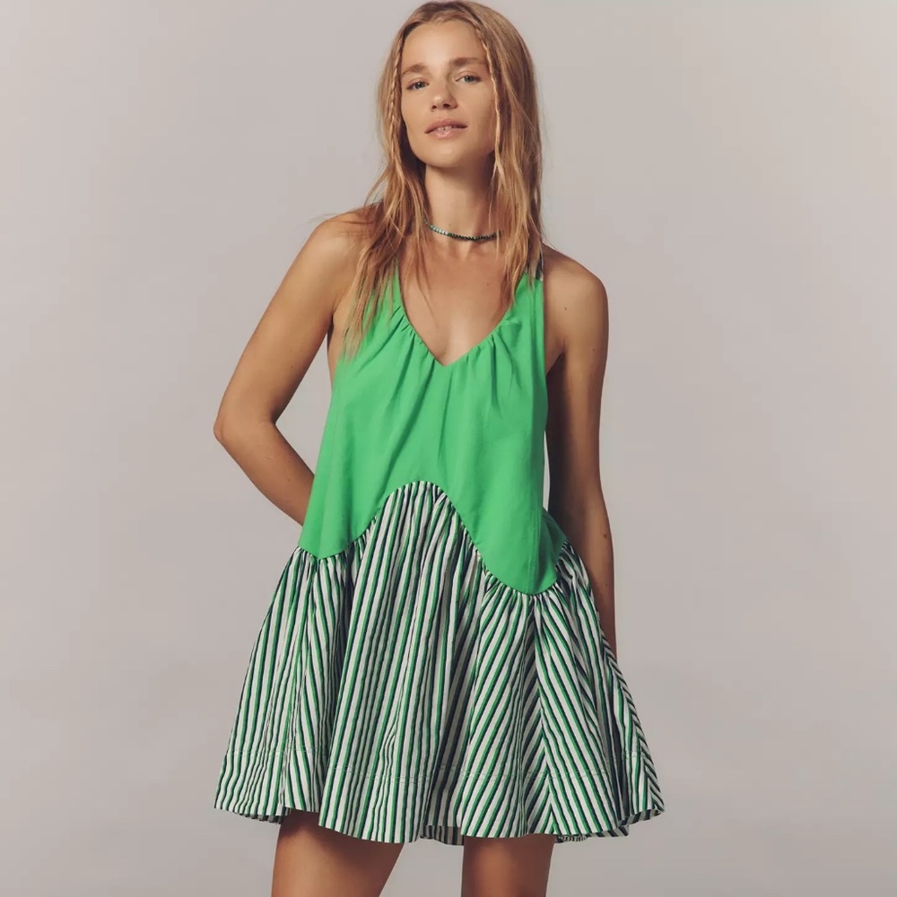 Anthropologie Spring Fling Racerback Babydoll Mini Dress By Daily Practice M NWT